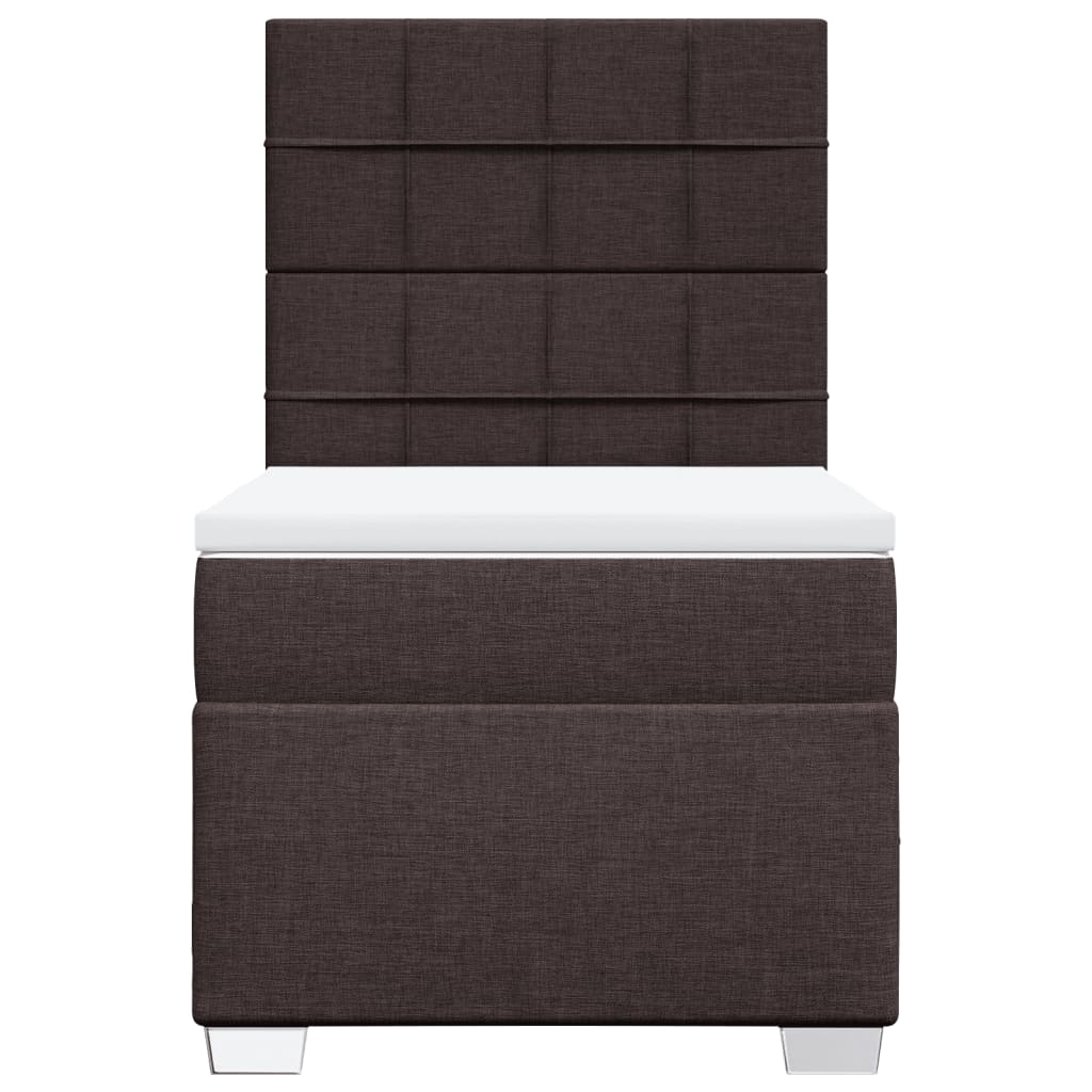 vidaXL Cama box spring con colchón tela marrón oscuro 90x190 cm