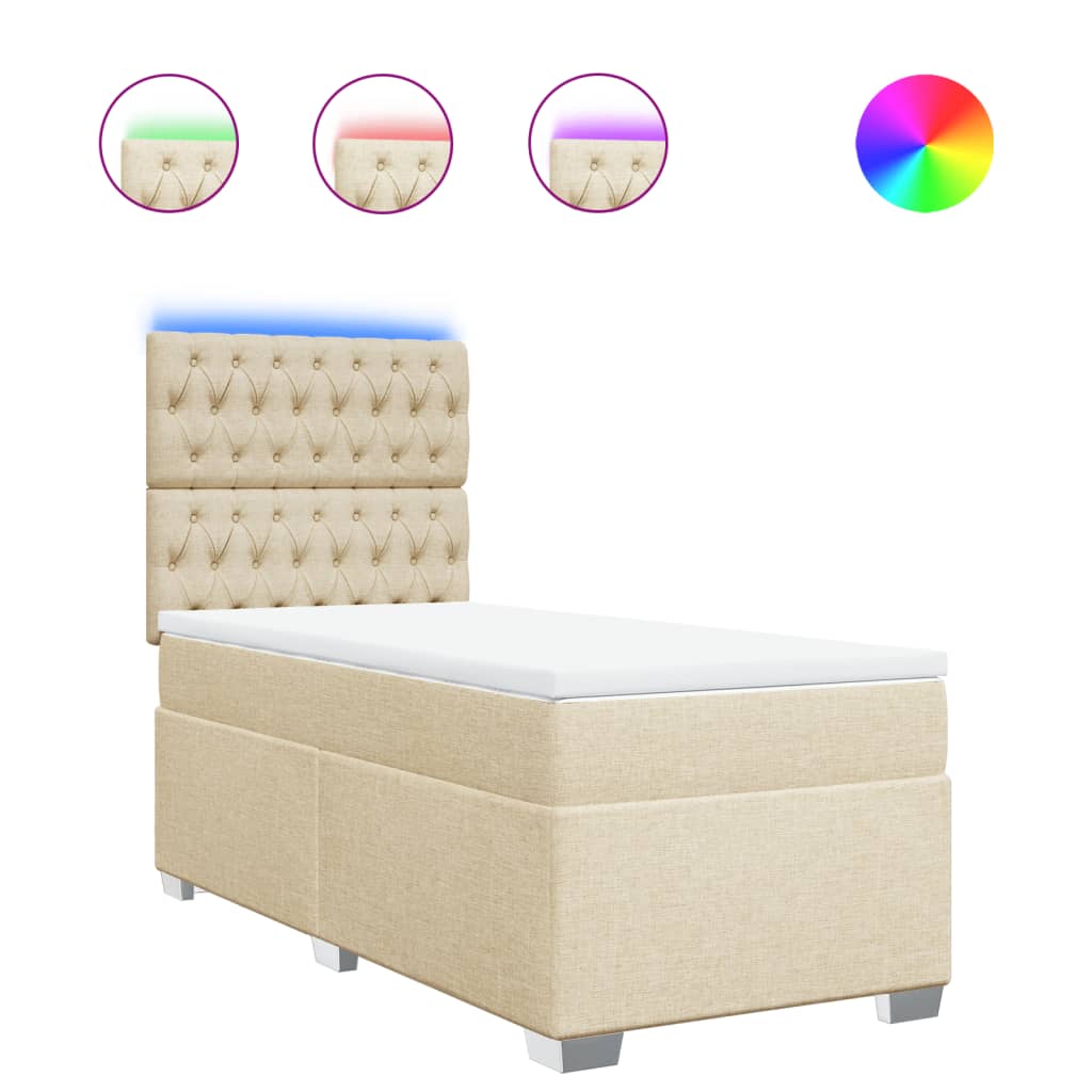 vidaXL Cama box spring con colchón tela color crema 90x190 cm