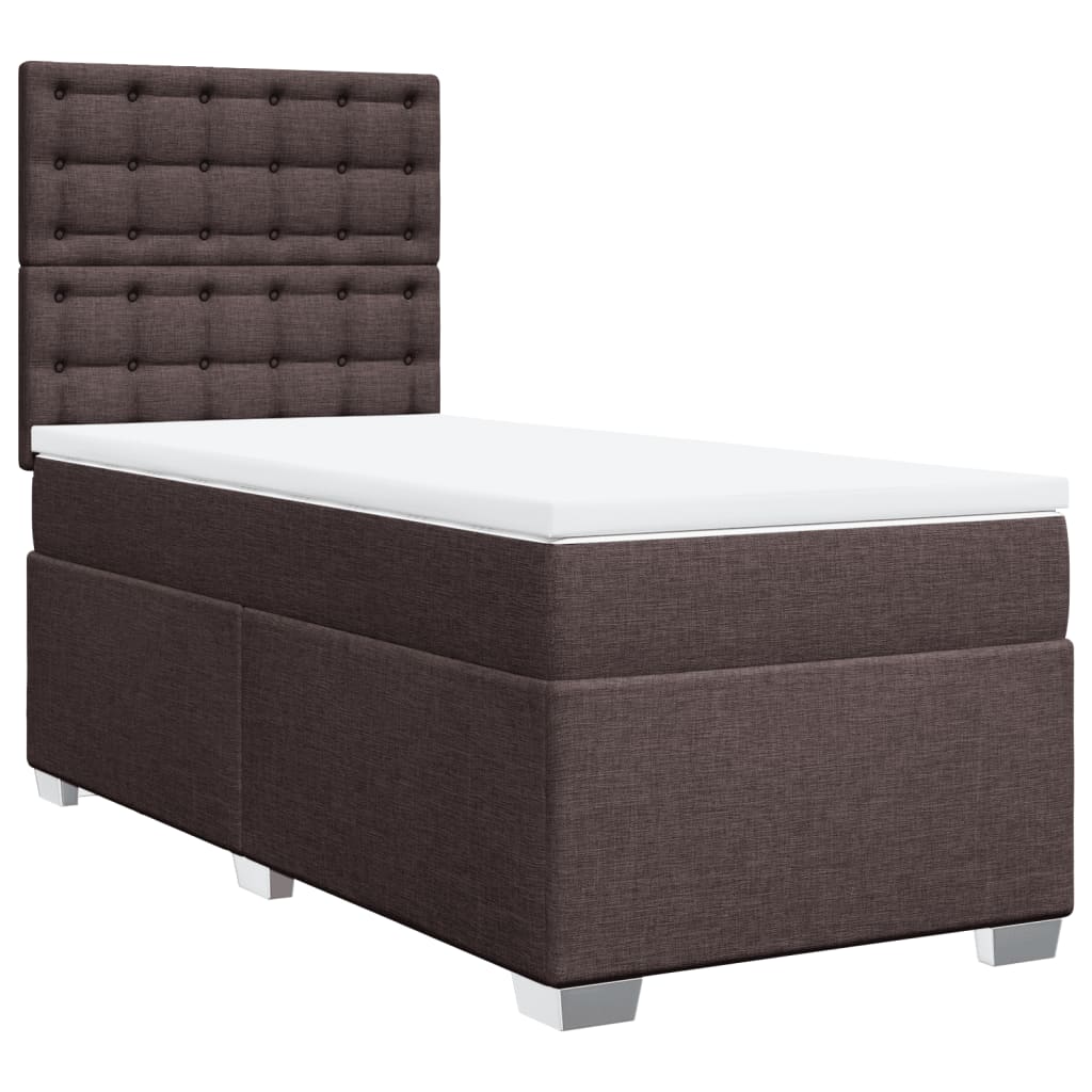 vidaXL Cama box spring con colchón tela marrón oscuro 90x190 cm