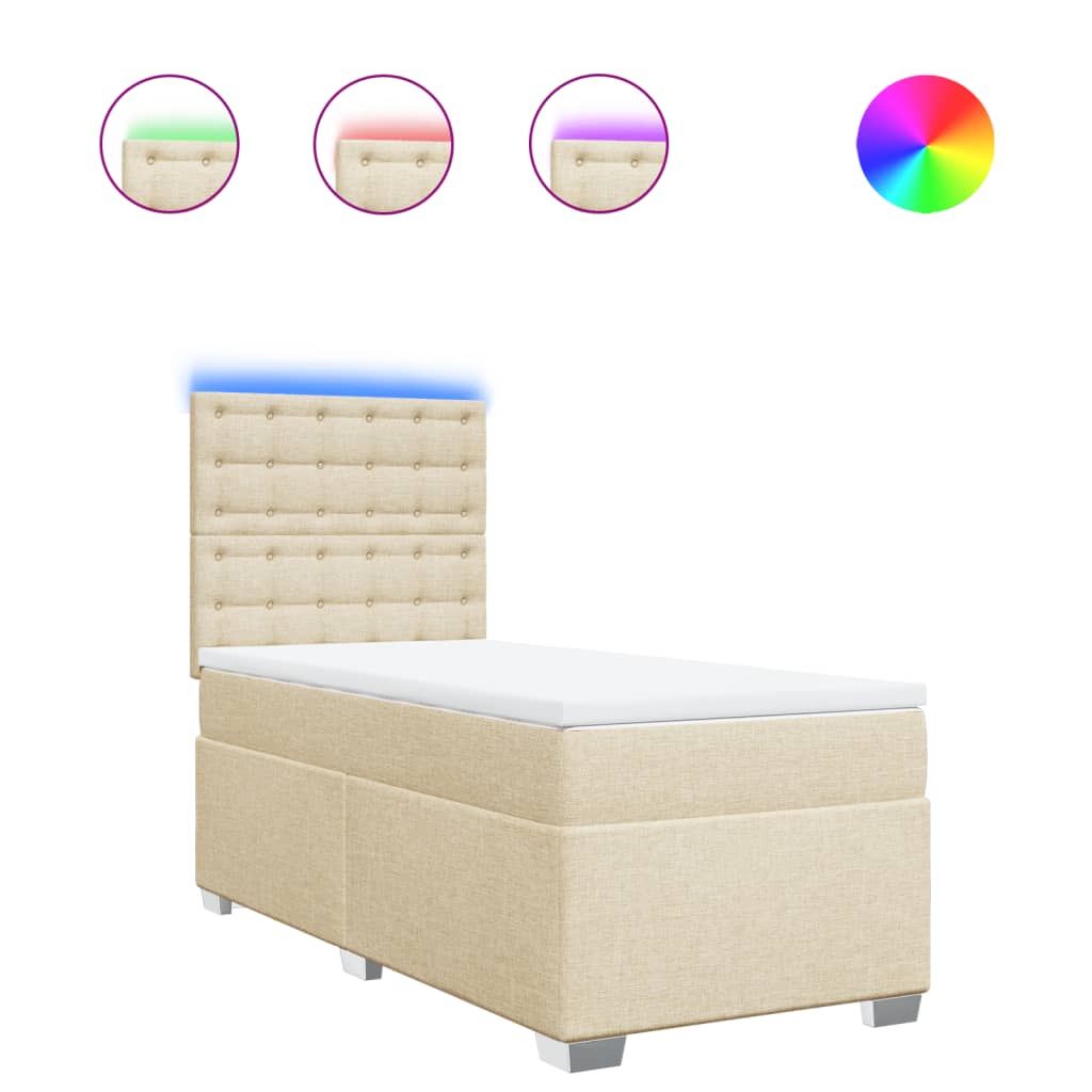 vidaXL Cama box spring con colchón tela color crema 90x190 cm