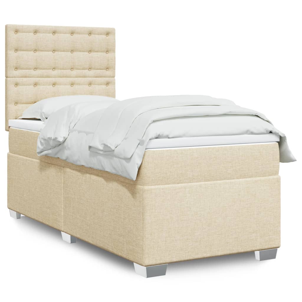 vidaXL Cama box spring con colchón tela color crema 90x190 cm