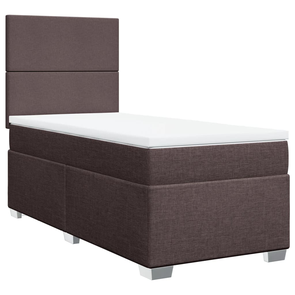 vidaXL Cama box spring con colchón tela marrón oscuro 90x200 cm