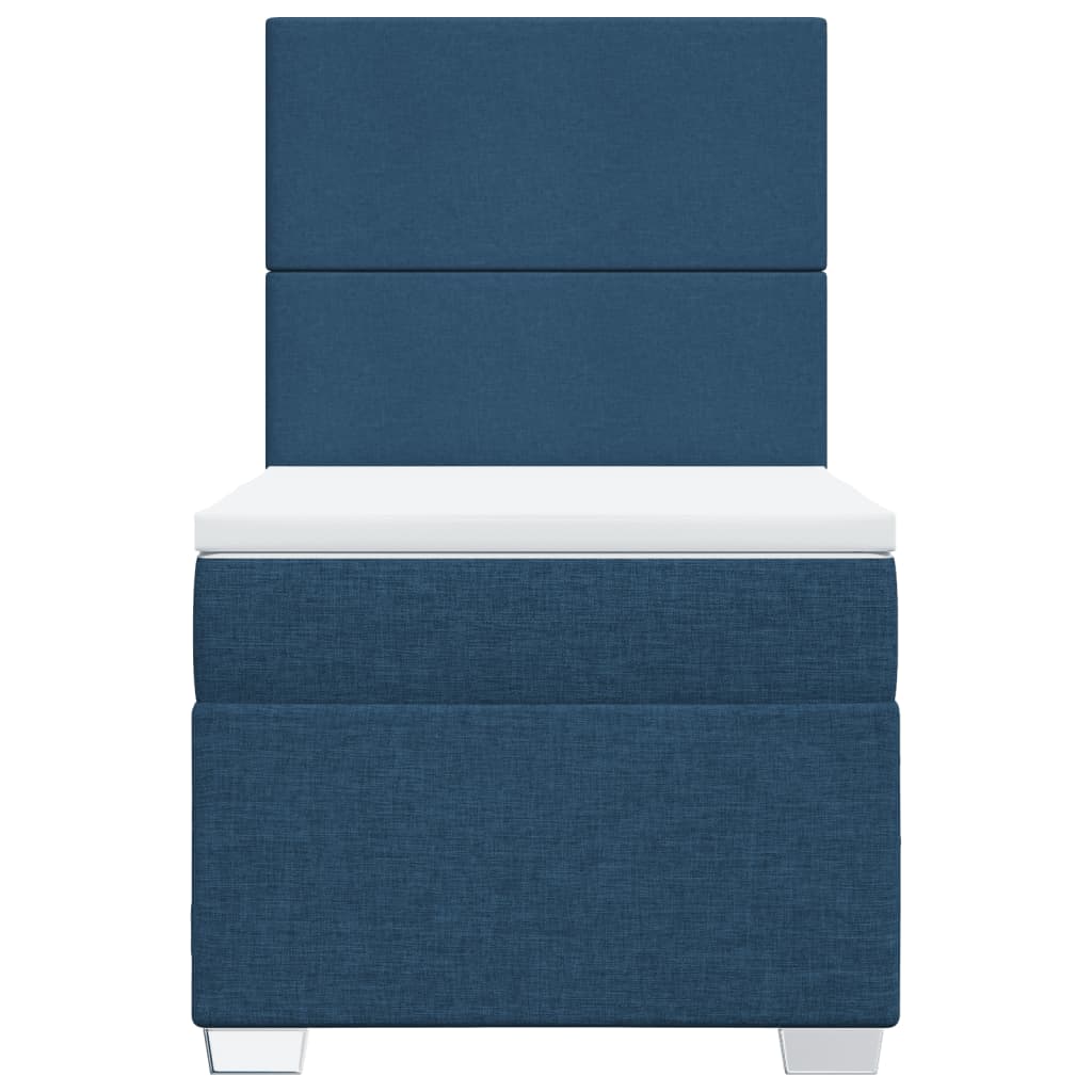 vidaXL Cama box spring con colchón tela azul 90x200 cm