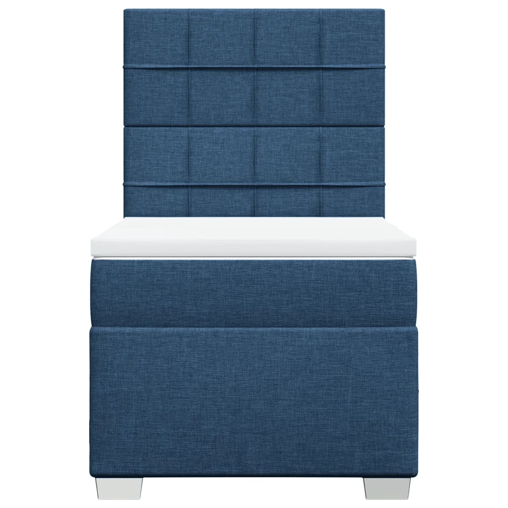 vidaXL Cama box spring con colchón tela azul 90x200 cm