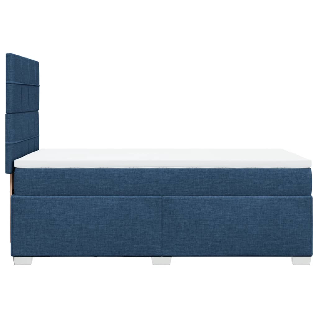 vidaXL Cama box spring con colchón tela azul 90x200 cm