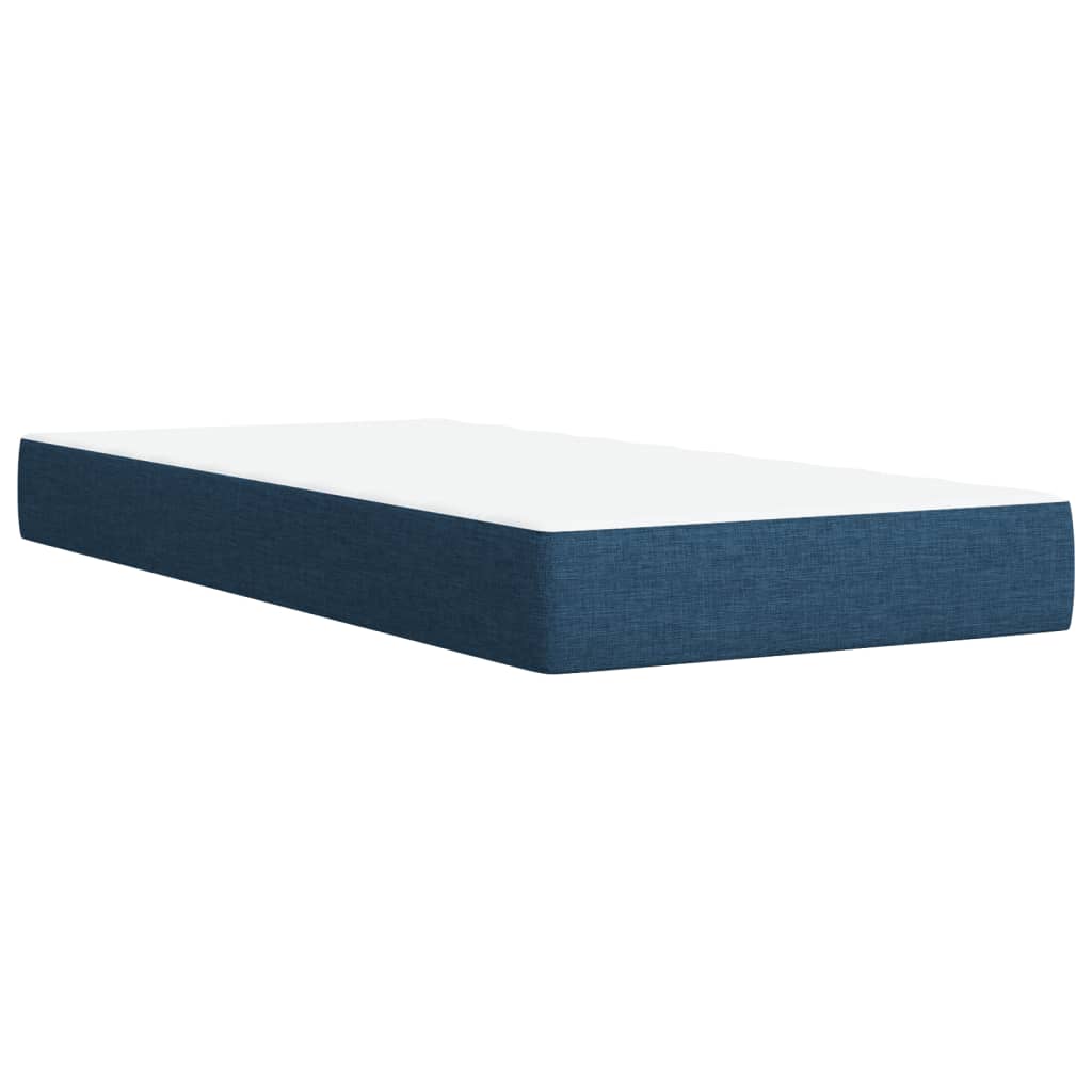 vidaXL Cama box spring con colchón tela azul 90x200 cm