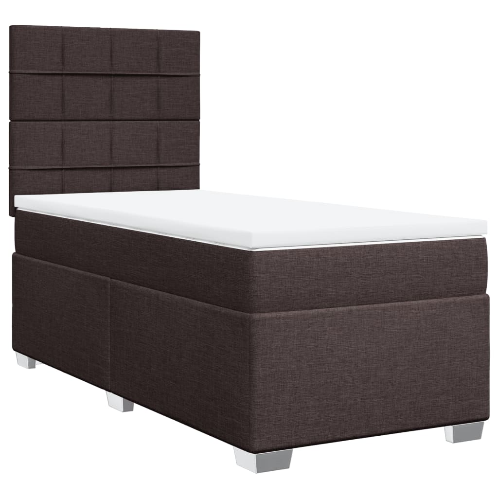 vidaXL Cama box spring con colchón tela marrón oscuro 100x200 cm