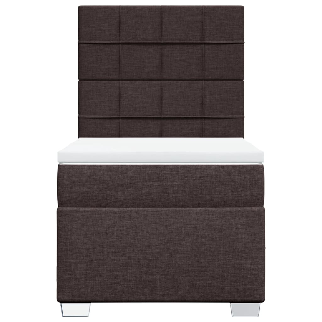 vidaXL Cama box spring con colchón tela marrón oscuro 100x200 cm