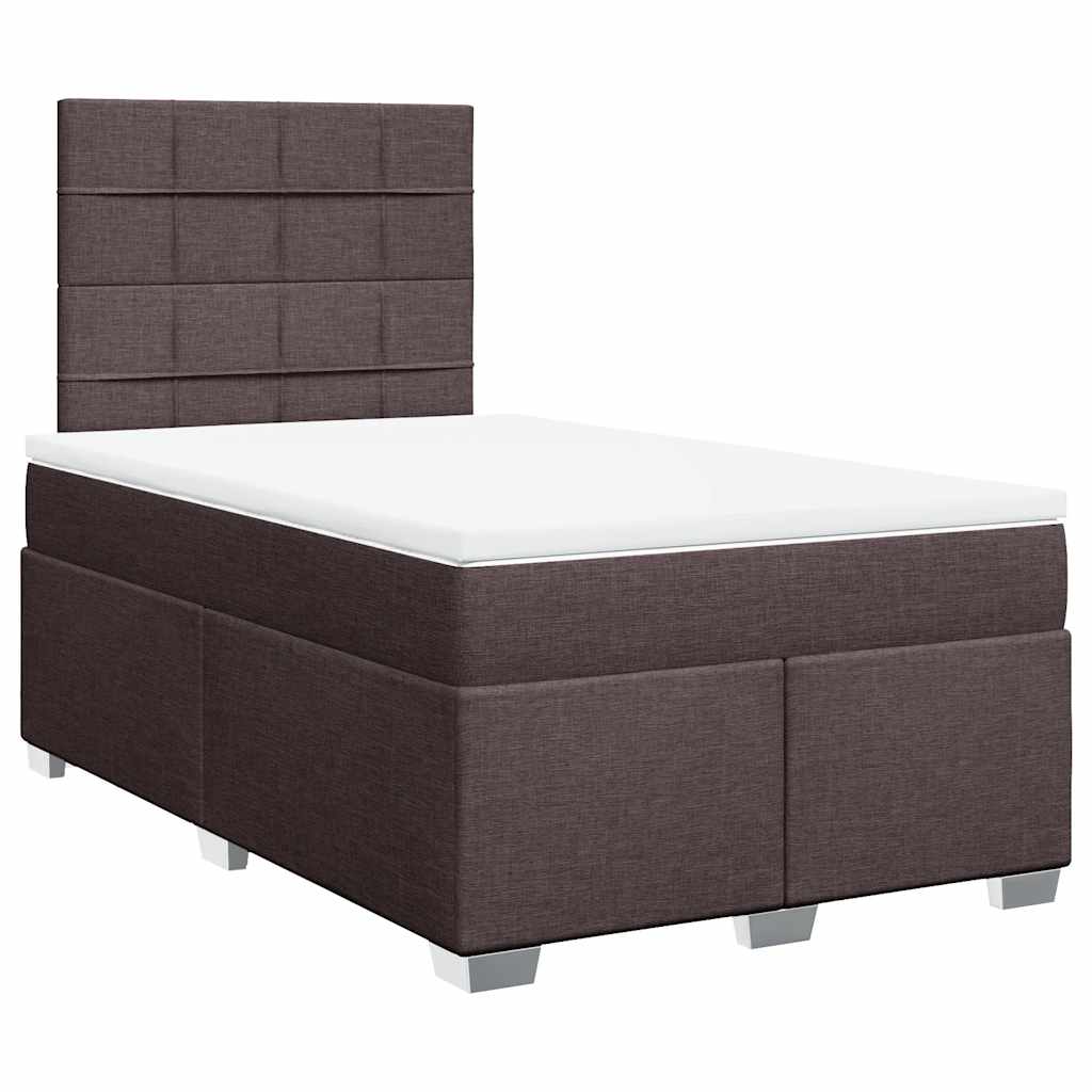 vidaXL Cama box spring con colchón tela marrón oscuro 120x200 cm