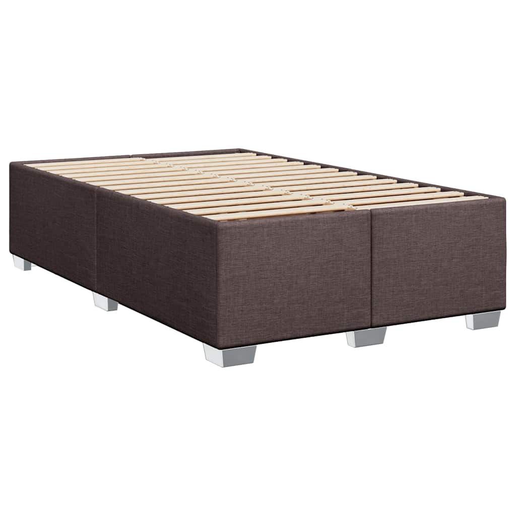 vidaXL Cama box spring con colchón tela marrón oscuro 120x200 cm