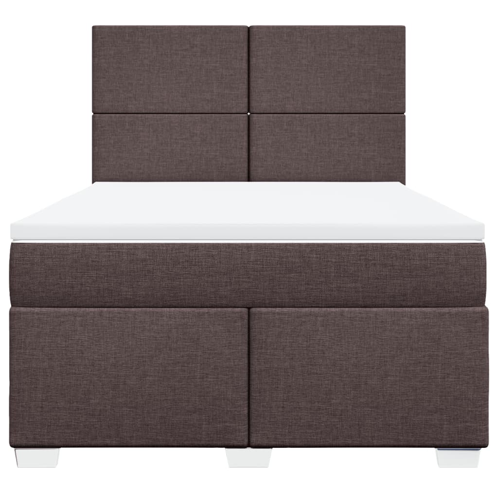 vidaXL Cama box spring con colchón tela marrón oscuro 140x190 cm