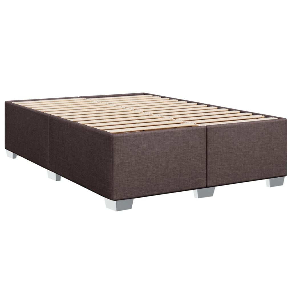 vidaXL Cama box spring con colchón tela marrón oscuro 140x190 cm