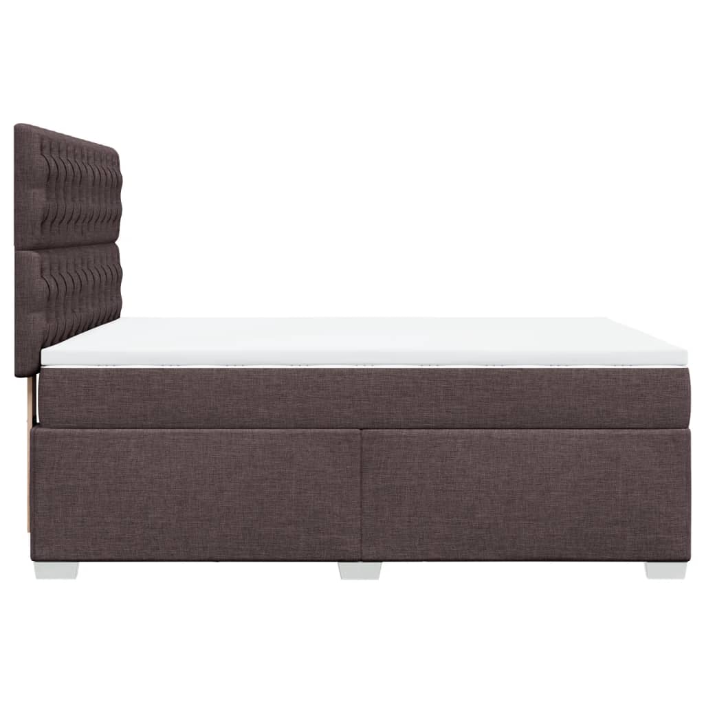 vidaXL Cama box spring con colchón tela marrón oscuro 140x190 cm