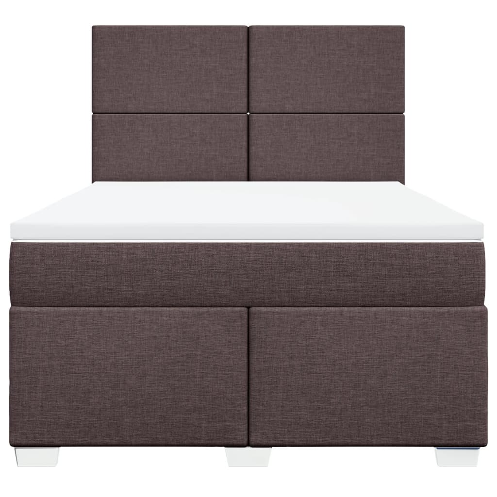 vidaXL Cama box spring con colchón tela marrón oscuro 140x200 cm