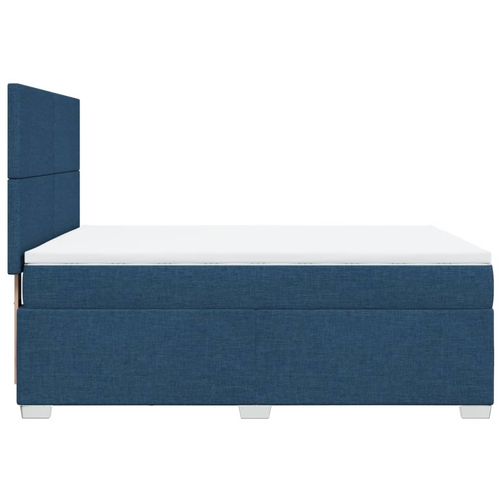 vidaXL Cama box spring con colchón tela azul 140x200 cm