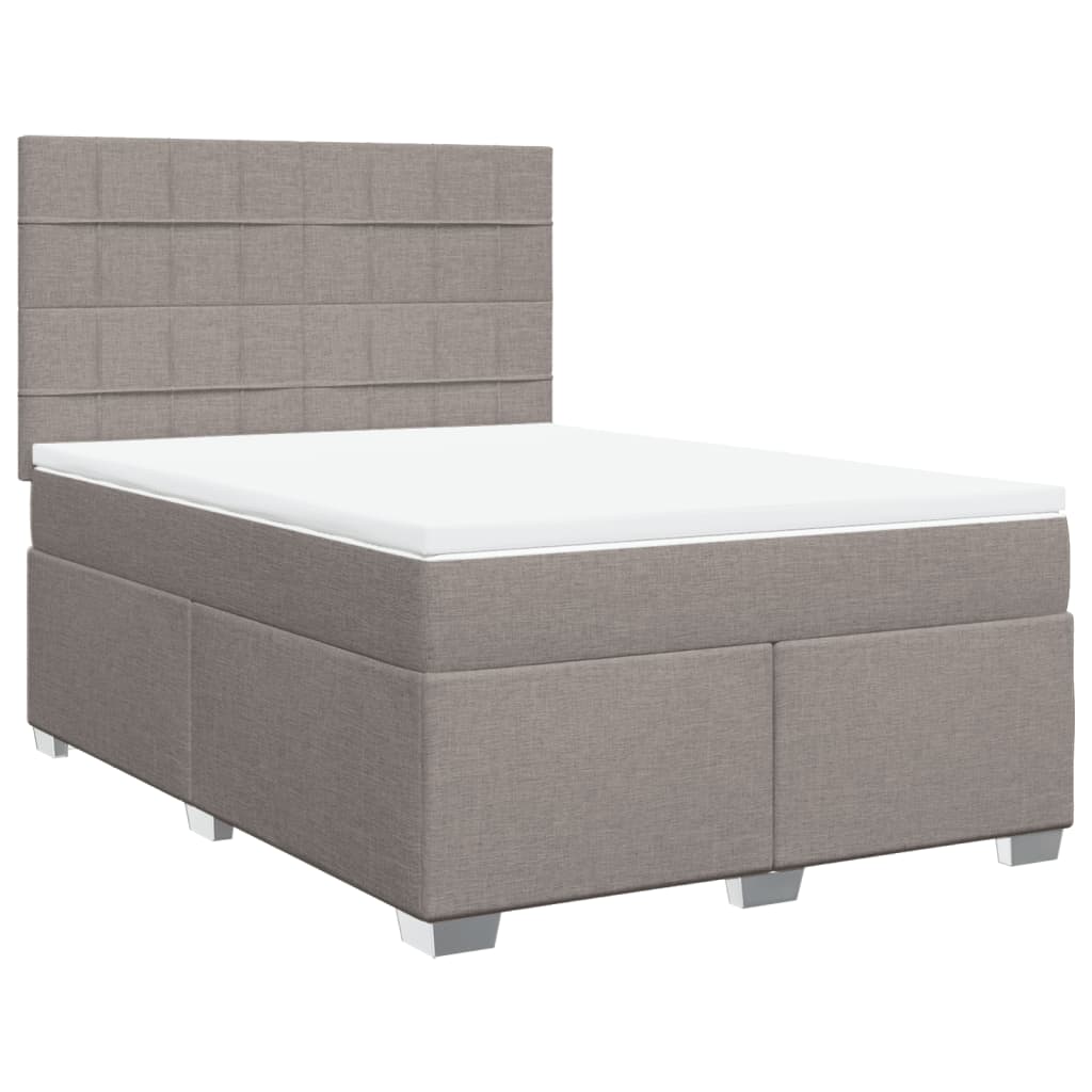 vidaXL Cama box spring con colchón tela gris taupe 140x200 cm