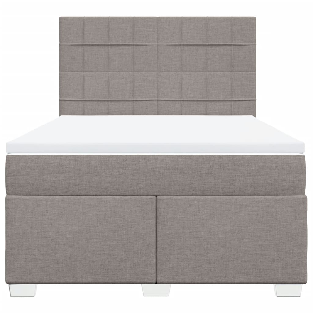 vidaXL Cama box spring con colchón tela gris taupe 140x200 cm