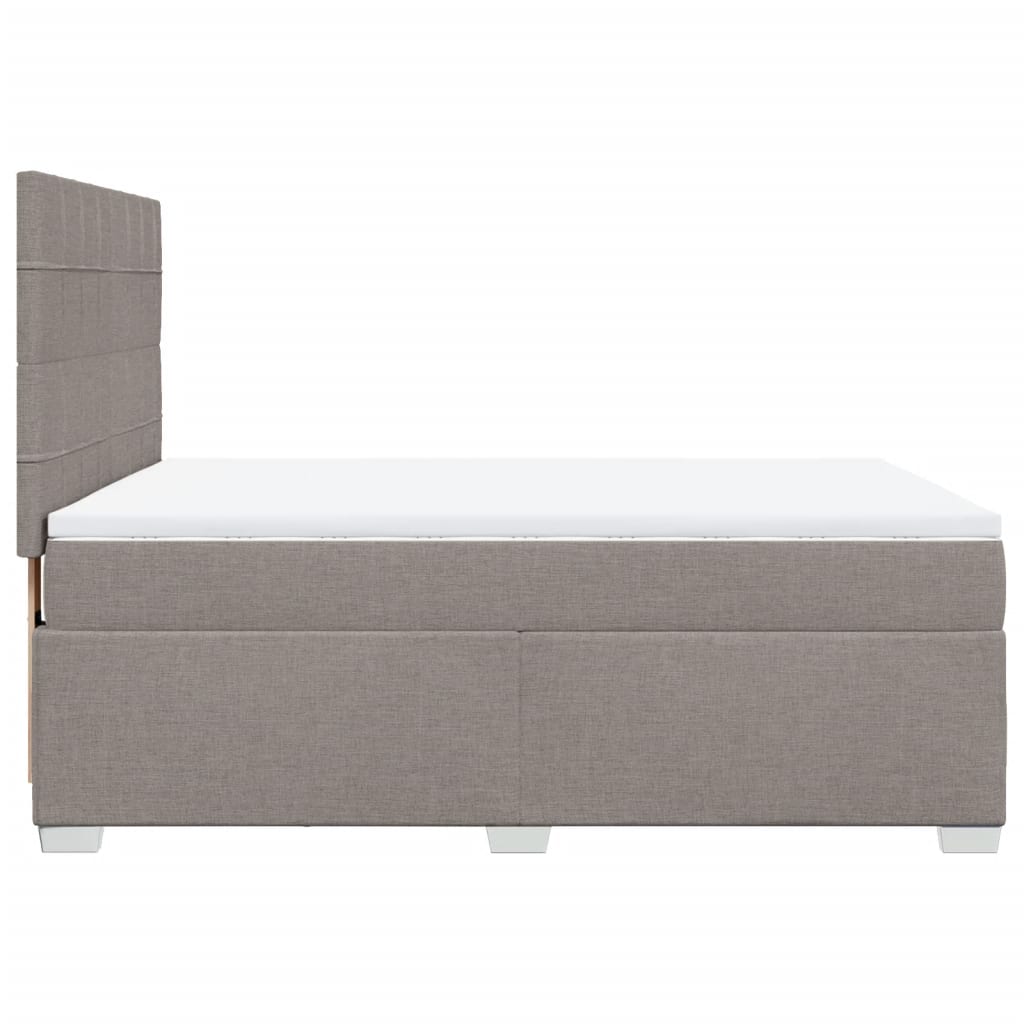 vidaXL Cama box spring con colchón tela gris taupe 140x200 cm