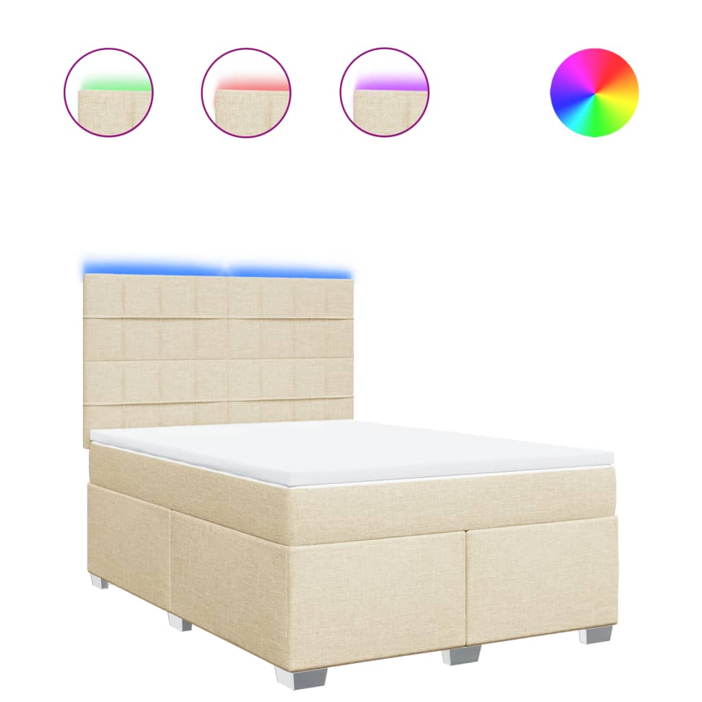 vidaXL Cama box spring con colchón tela color crema 140x200 cm