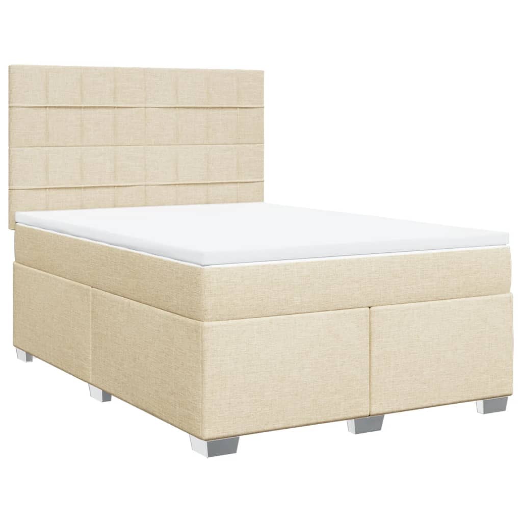 vidaXL Cama box spring con colchón tela color crema 140x200 cm