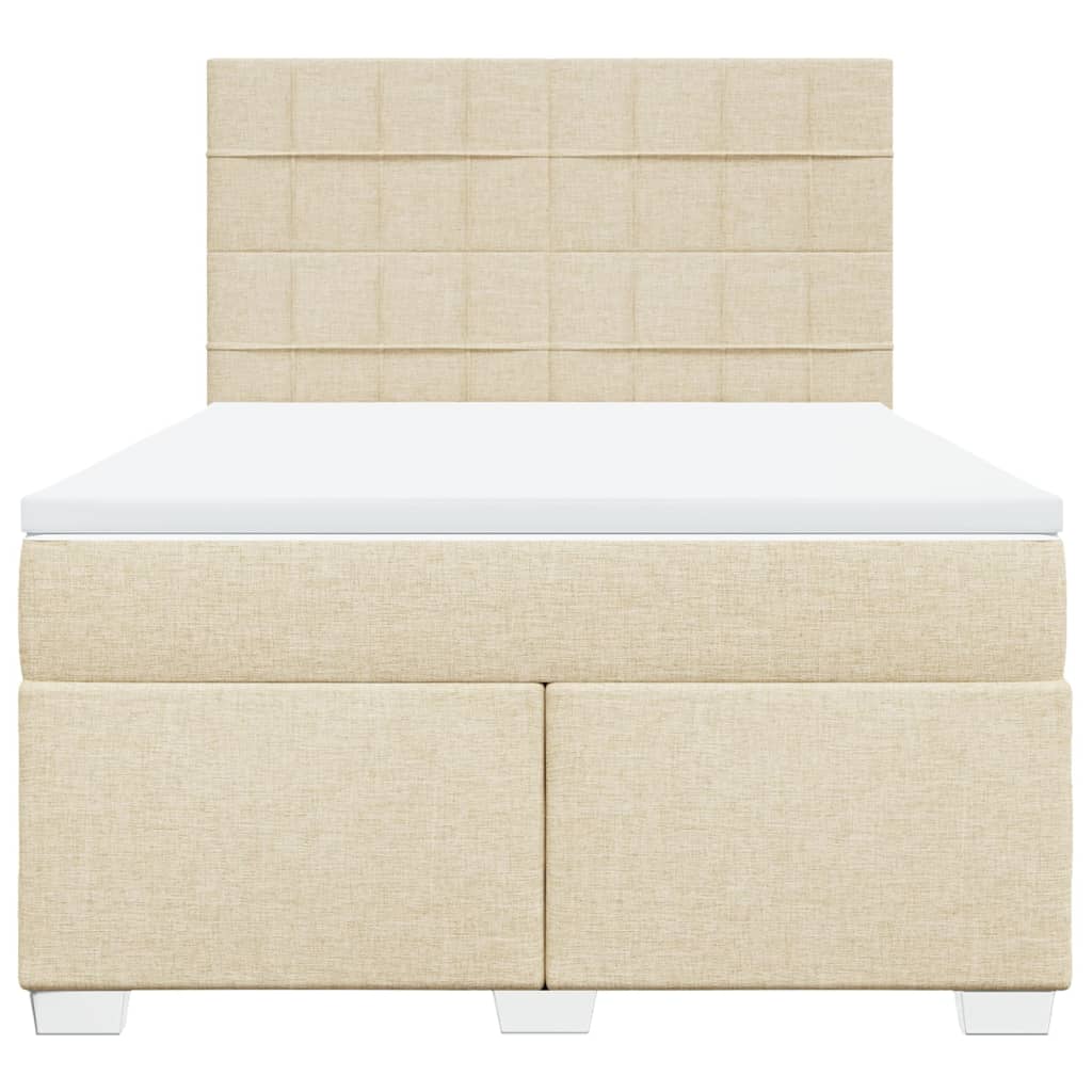 vidaXL Cama box spring con colchón tela color crema 140x200 cm