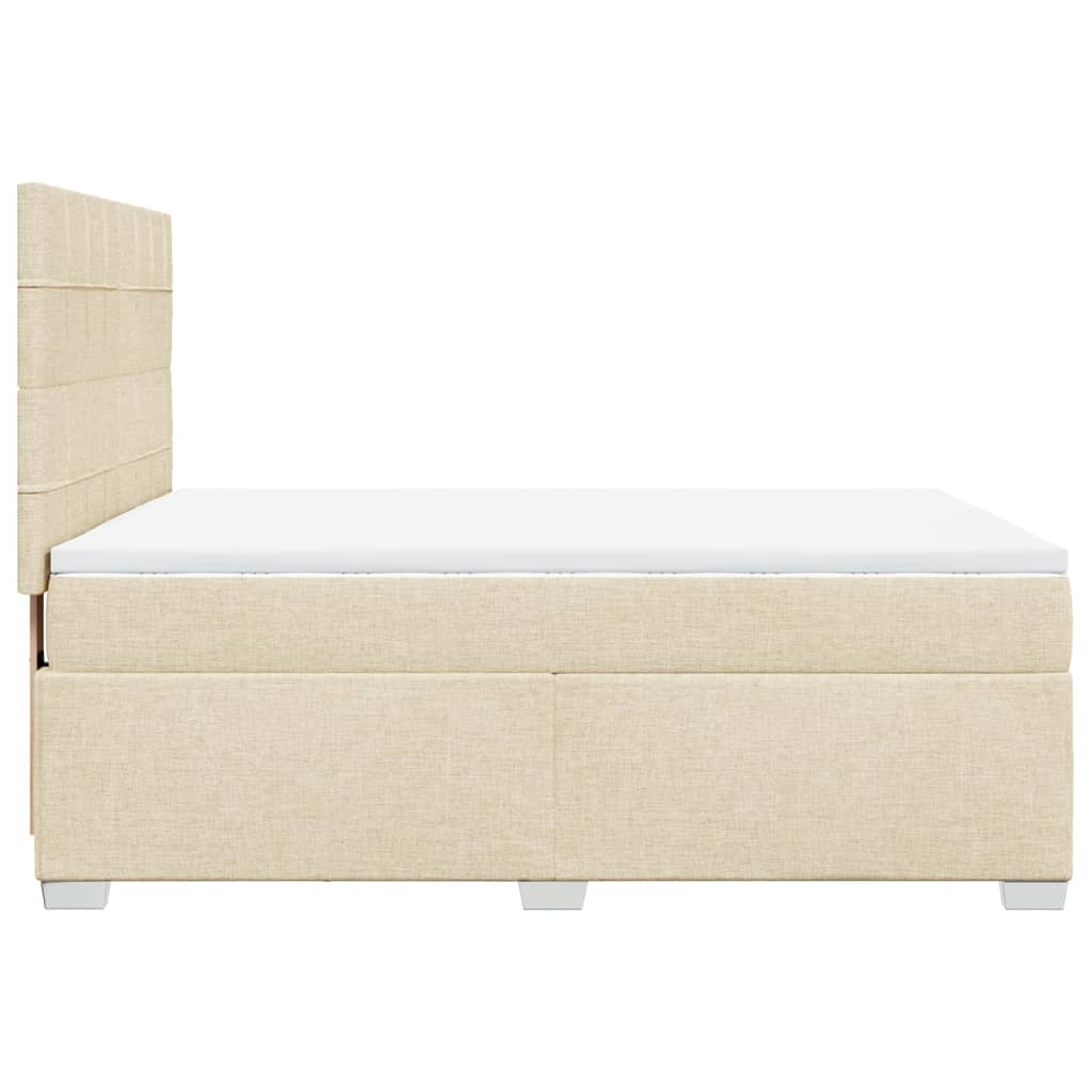 vidaXL Cama box spring con colchón tela color crema 140x200 cm