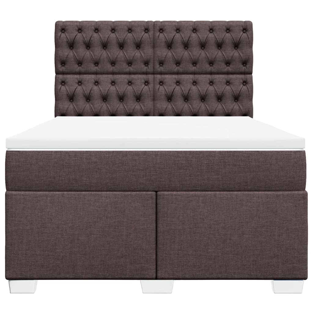 vidaXL Cama box spring con colchón tela marrón oscuro 140x200 cm