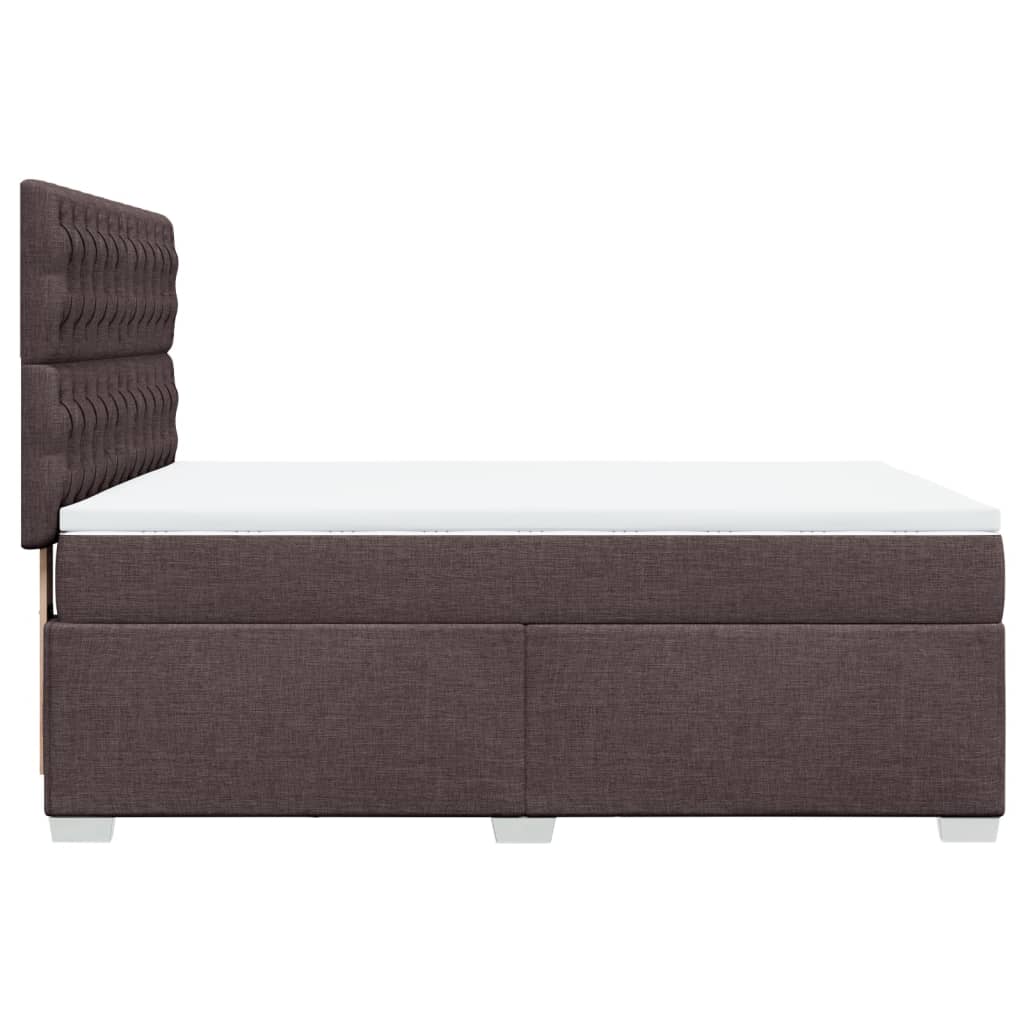 vidaXL Cama box spring con colchón tela marrón oscuro 140x200 cm