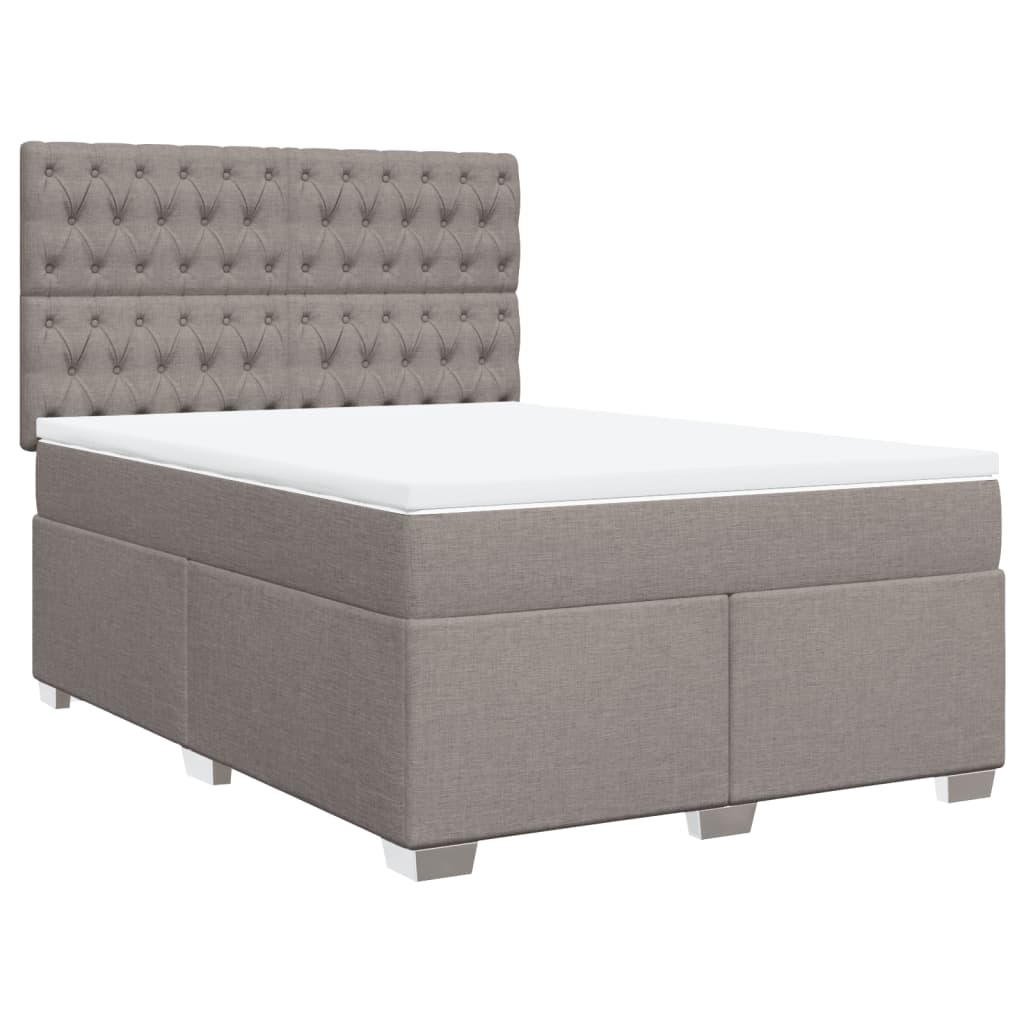 vidaXL Cama box spring con colchón tela gris taupe 140x200 cm