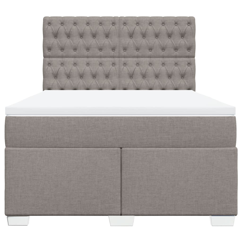 vidaXL Cama box spring con colchón tela gris taupe 140x200 cm