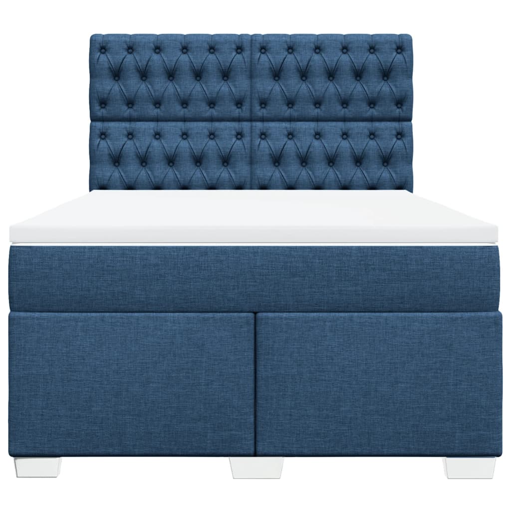 vidaXL Cama box spring con colchón tela azul 140x200 cm