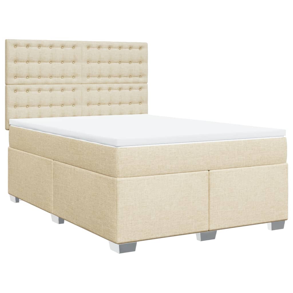 vidaXL Cama box spring con colchón tela color crema 140x200 cm