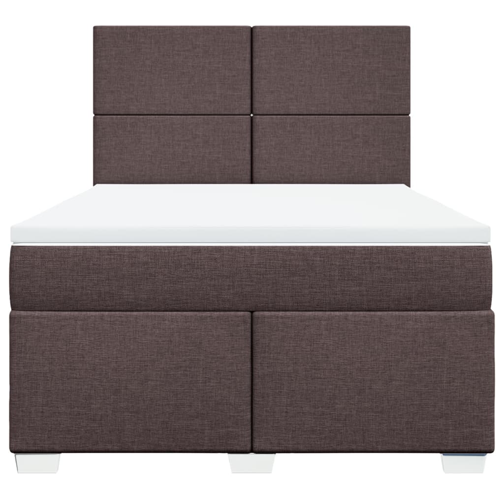 vidaXL Cama box spring con colchón tela marrón oscuro 160x200 cm