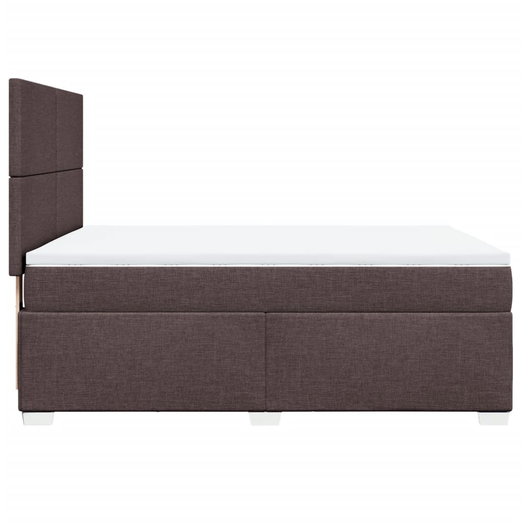 vidaXL Cama box spring con colchón tela marrón oscuro 160x200 cm