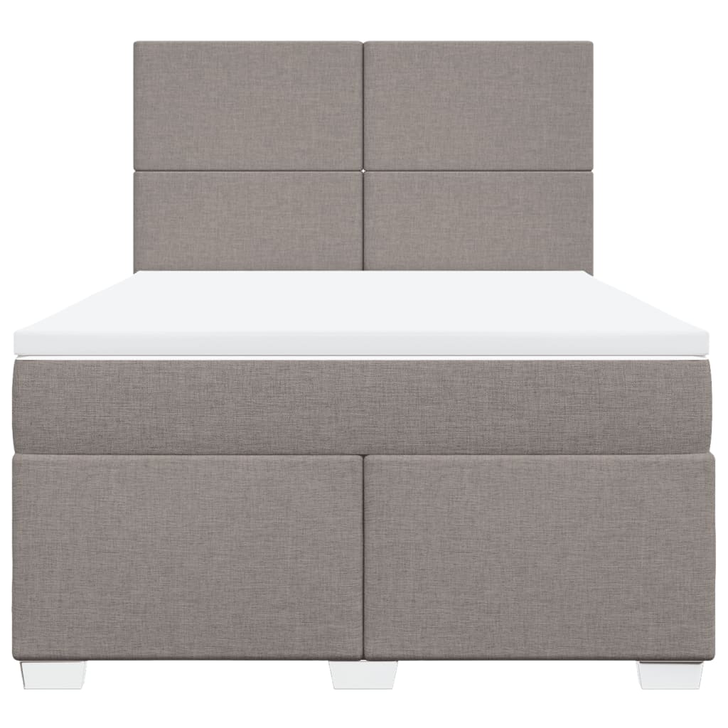 vidaXL Cama box spring con colchón tela gris taupe 160x200 cm