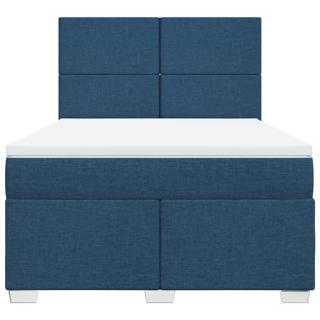 vidaXL Cama box spring con colchón tela azul 160x200 cm