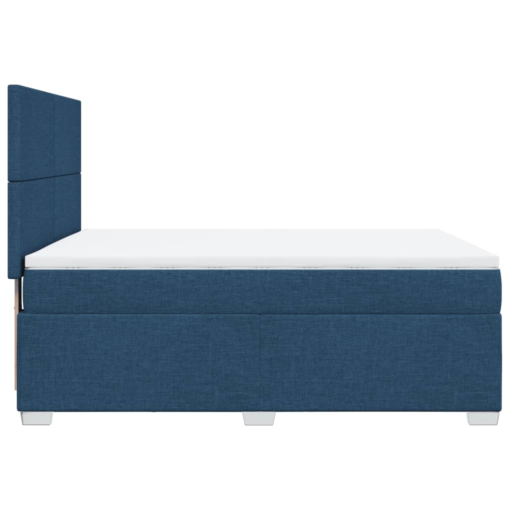 vidaXL Cama box spring con colchón tela azul 160x200 cm