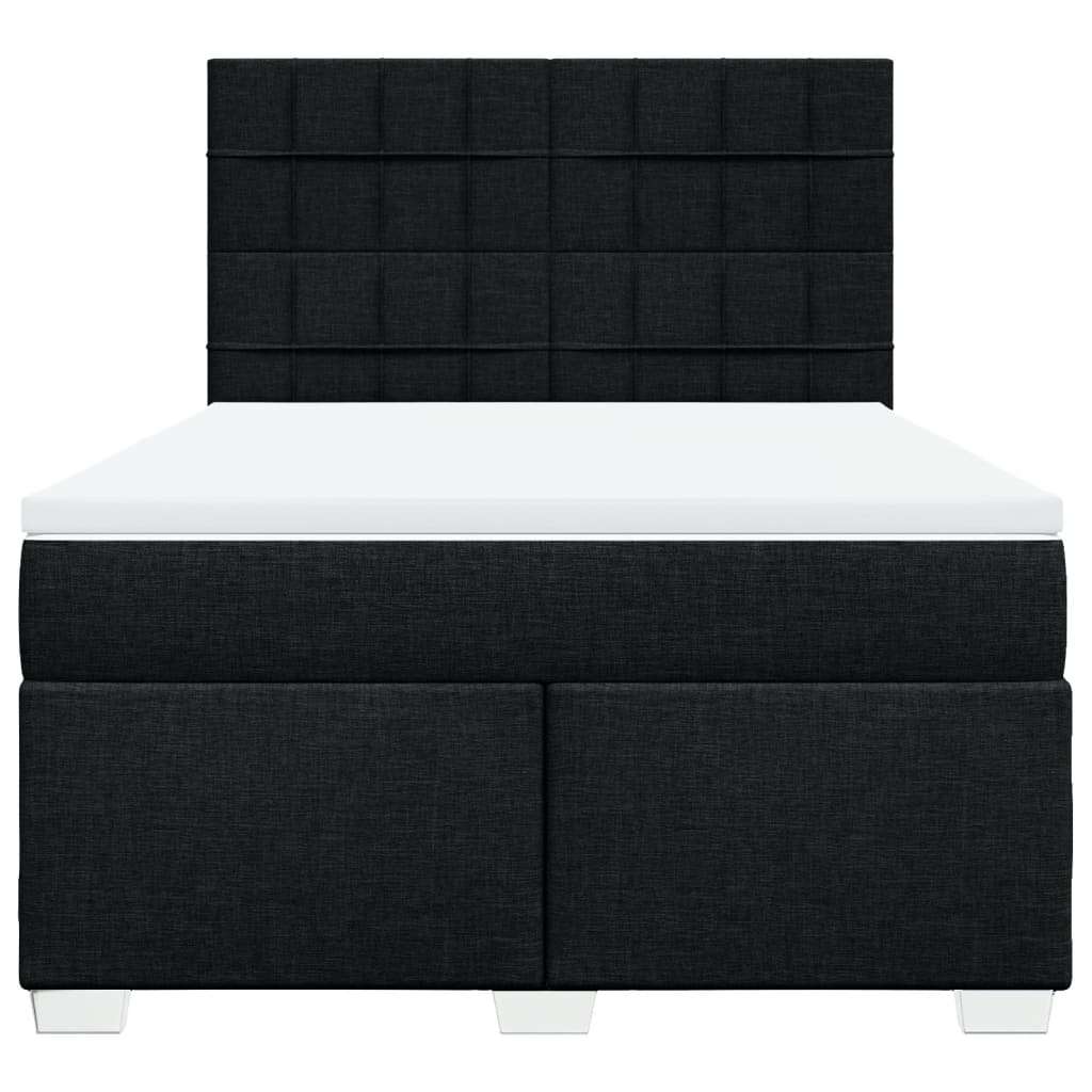 vidaXL Cama box spring con colchón tela negro 160x200 cm