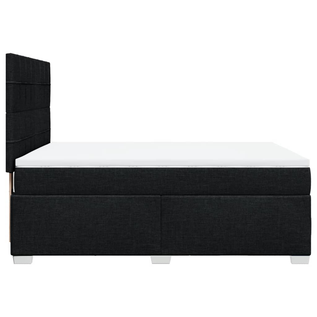 vidaXL Cama box spring con colchón tela negro 160x200 cm