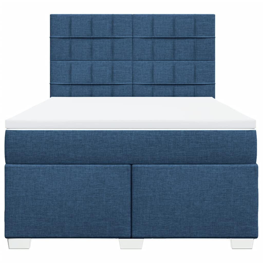 vidaXL Cama box spring con colchón tela azul 160x200 cm