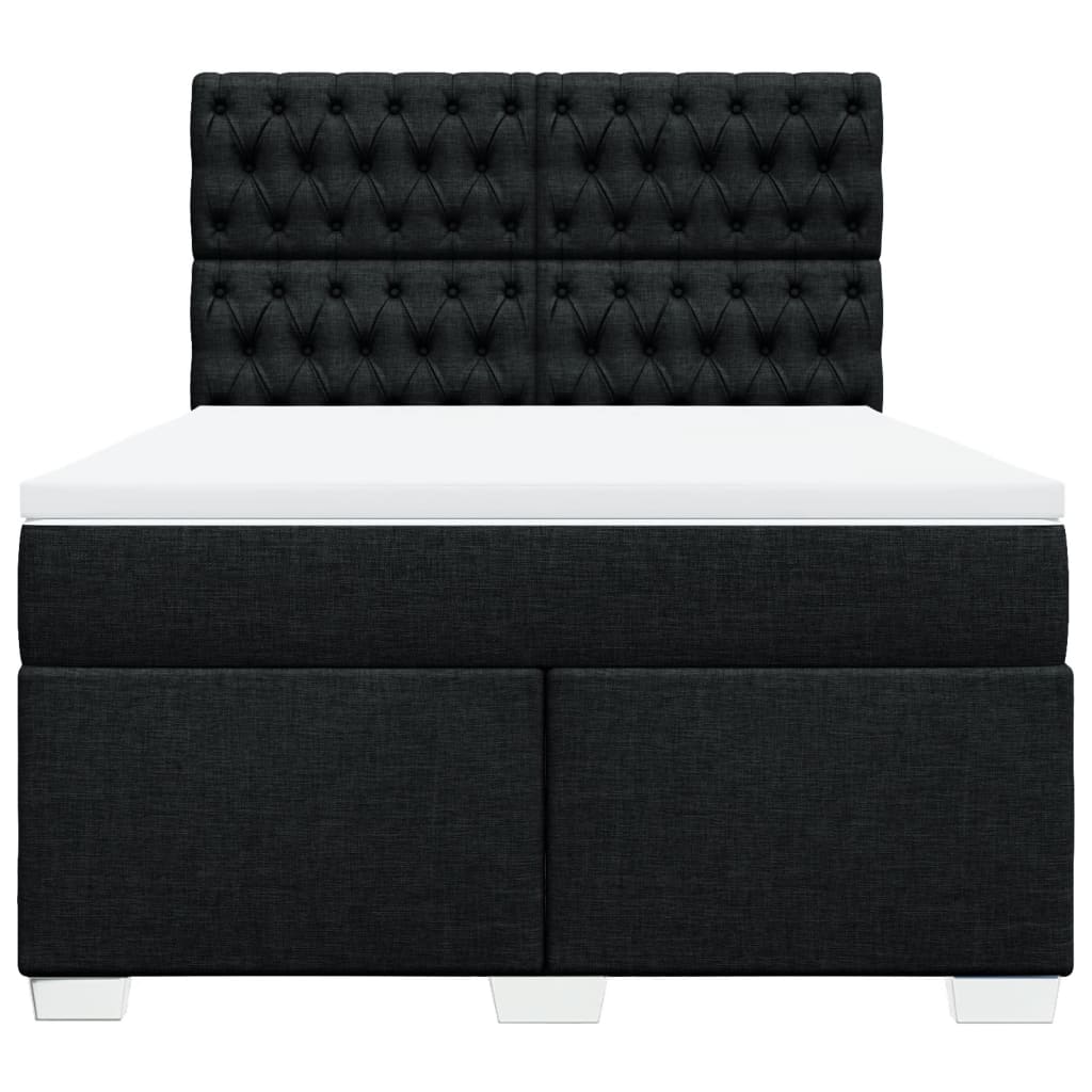 vidaXL Cama box spring con colchón tela negro 160x200 cm