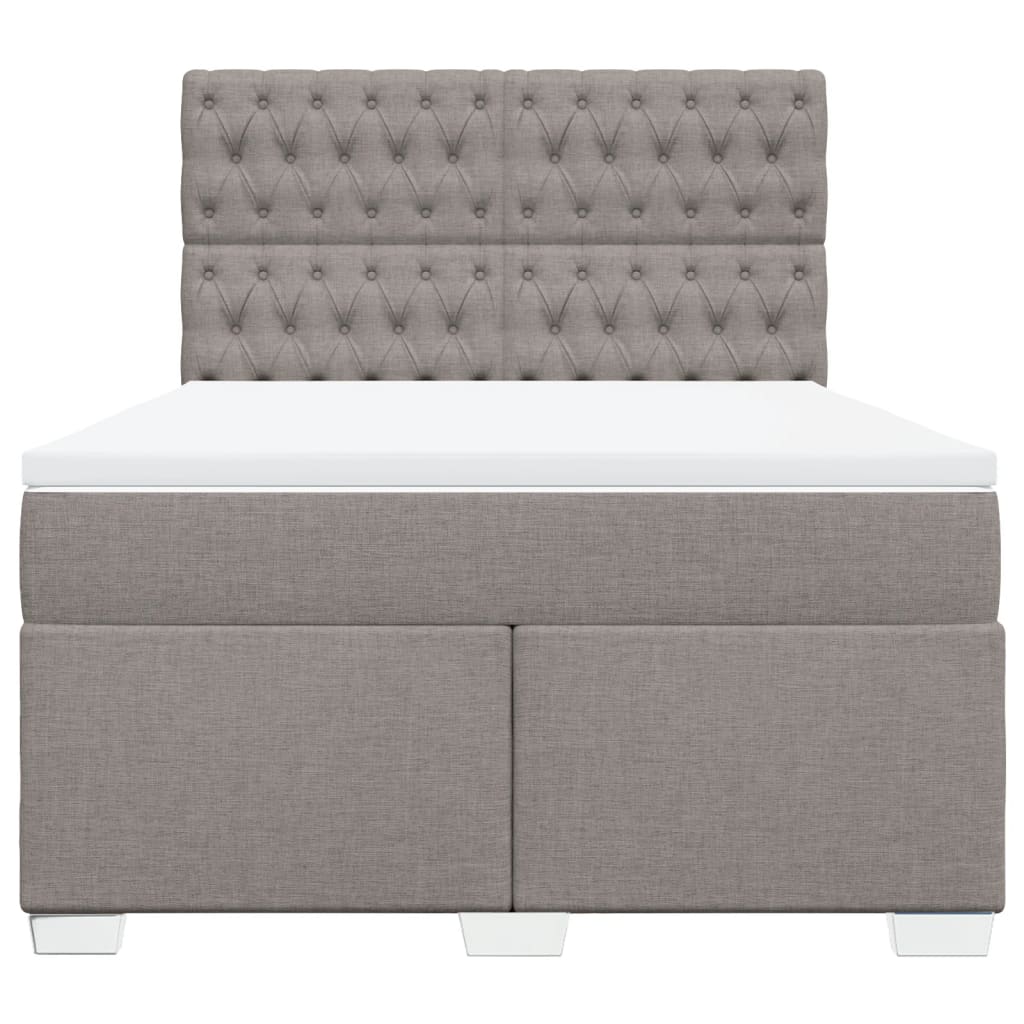 vidaXL Cama box spring con colchón tela gris taupe 160x200 cm