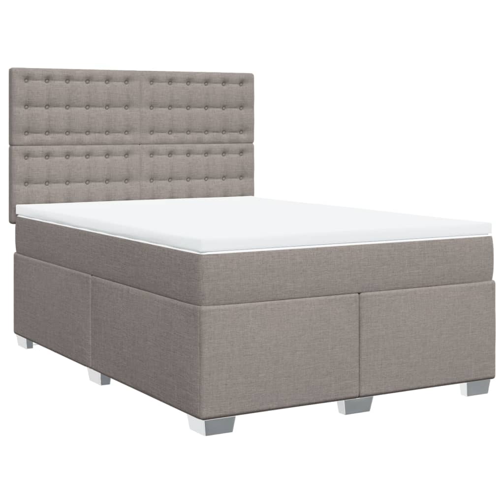 vidaXL Cama box spring con colchón tela gris taupe 160x200 cm