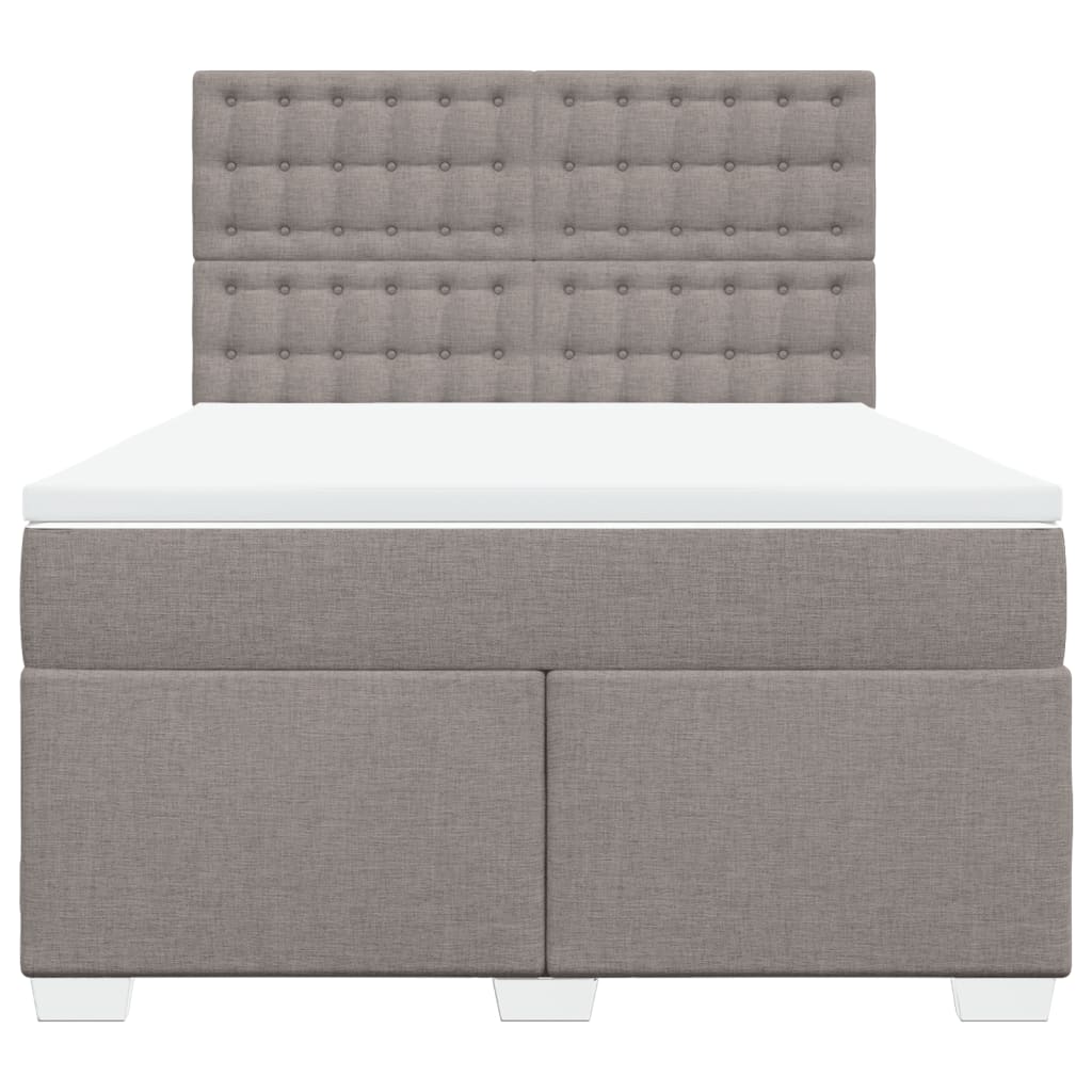 vidaXL Cama box spring con colchón tela gris taupe 160x200 cm