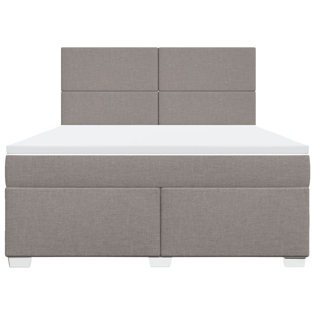 vidaXL Cama box spring con colchón tela gris taupe 180x200 cm