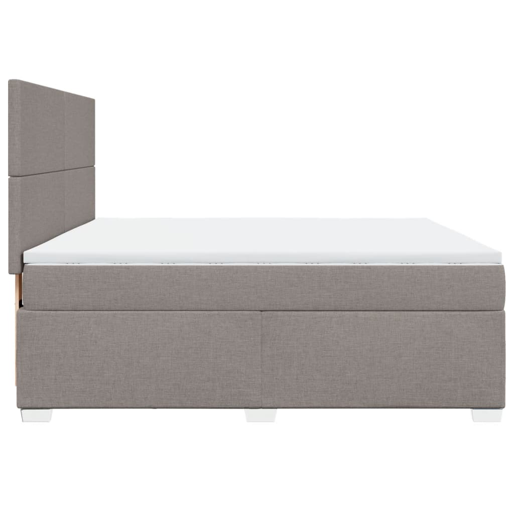 vidaXL Cama box spring con colchón tela gris taupe 180x200 cm