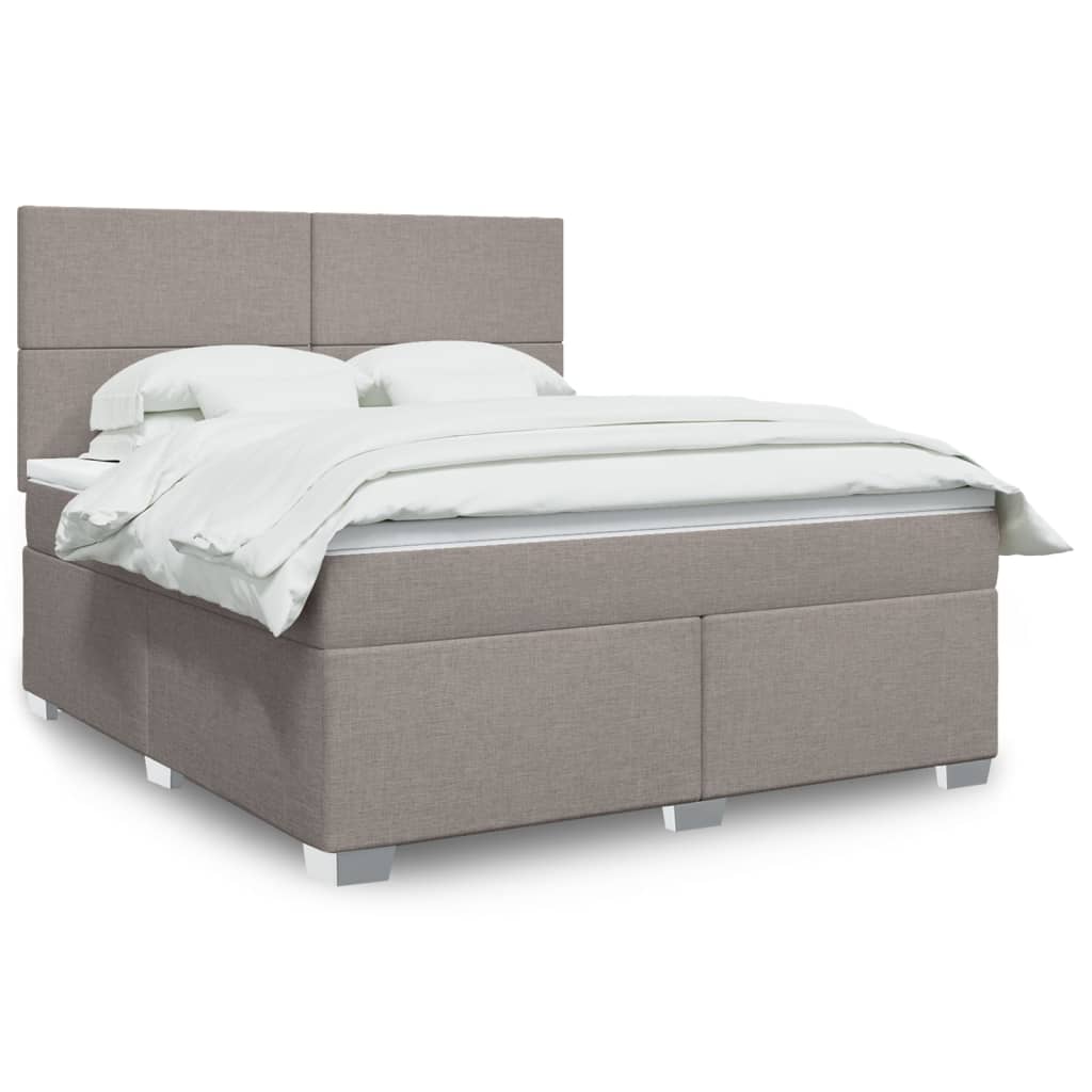 vidaXL Cama box spring con colchón tela gris taupe 180x200 cm