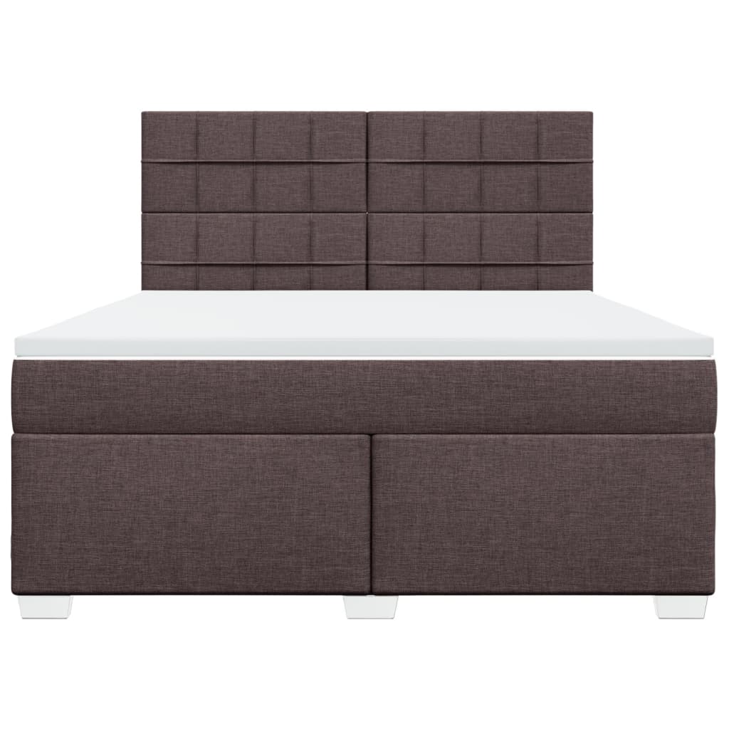 vidaXL Cama box spring con colchón tela marrón oscuro 180x200 cm