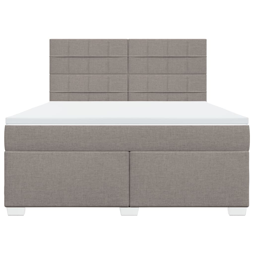 vidaXL Cama box spring con colchón tela gris taupe 180x200 cm