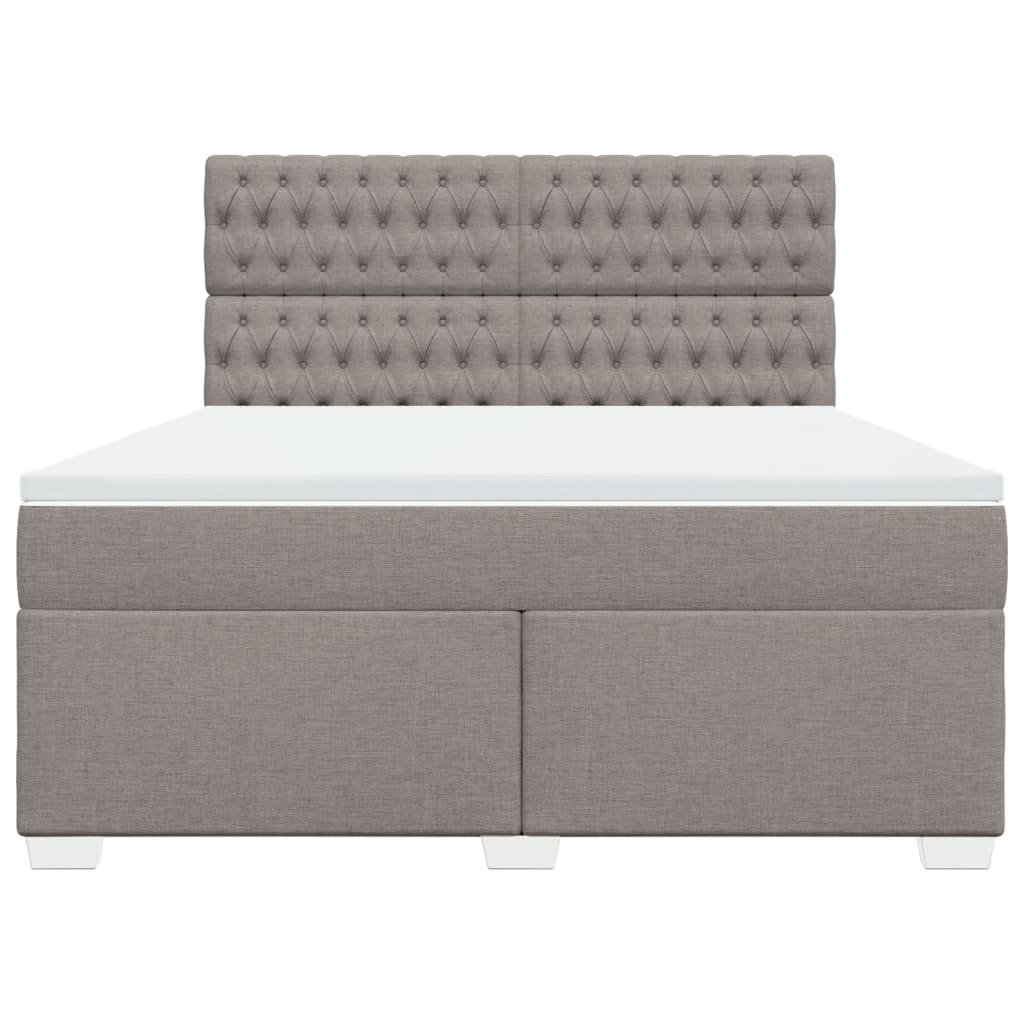 vidaXL Cama box spring con colchón tela gris taupe 180x200 cm